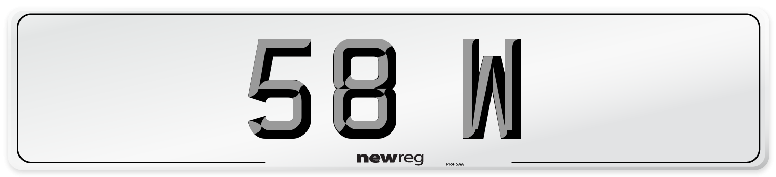 58 W Number Plate from New Reg